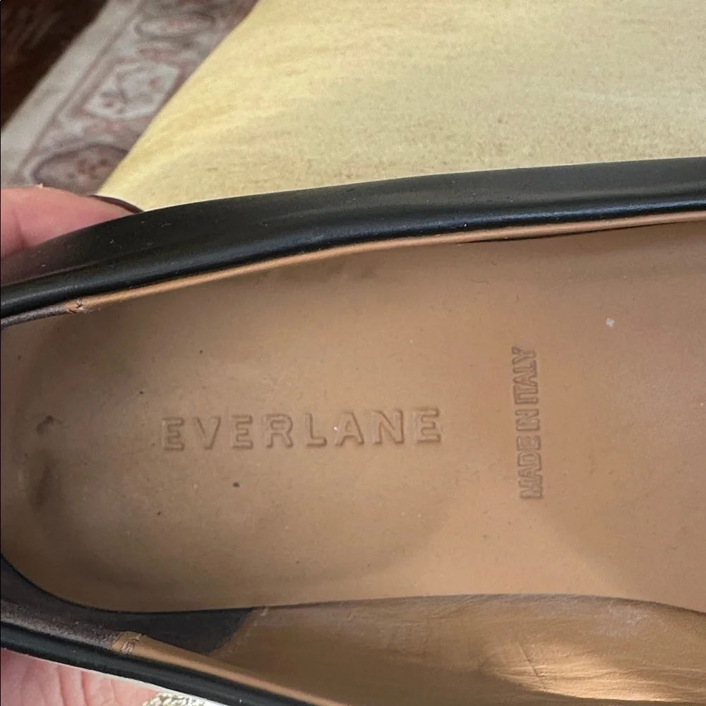 Everlane The Modern Point Loafers in a black and brown two-tone leather Size 7